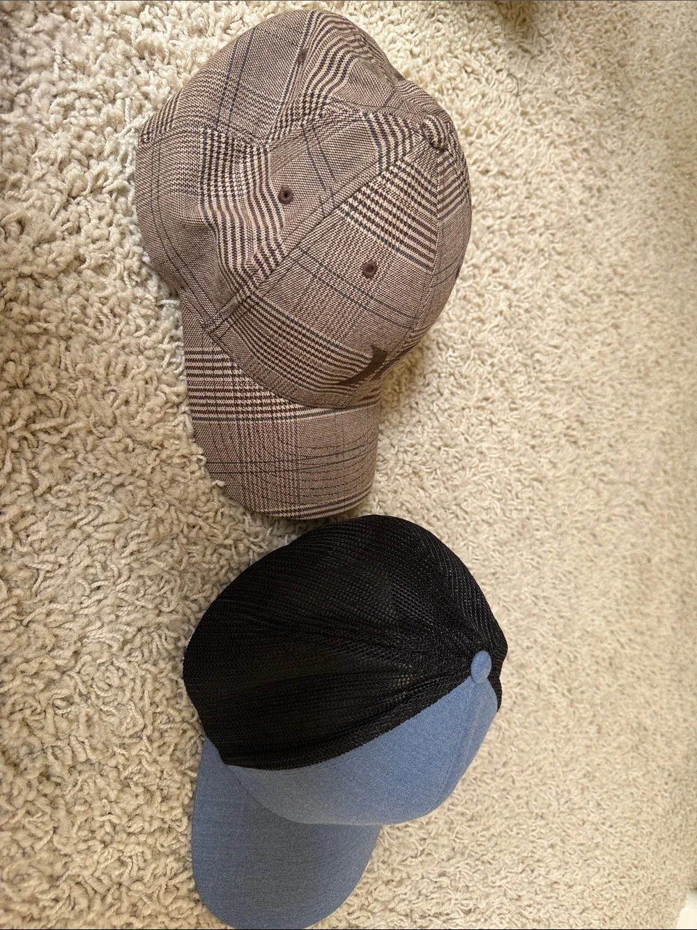 Hurley Brown Plaid & Blue Black Mesh Trucker Hat Duo